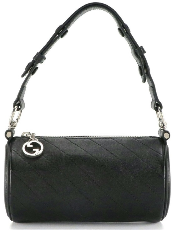 Gucci Handbags - Gucci Black Quilted Barrel Shoulder Bag with Silver Charm